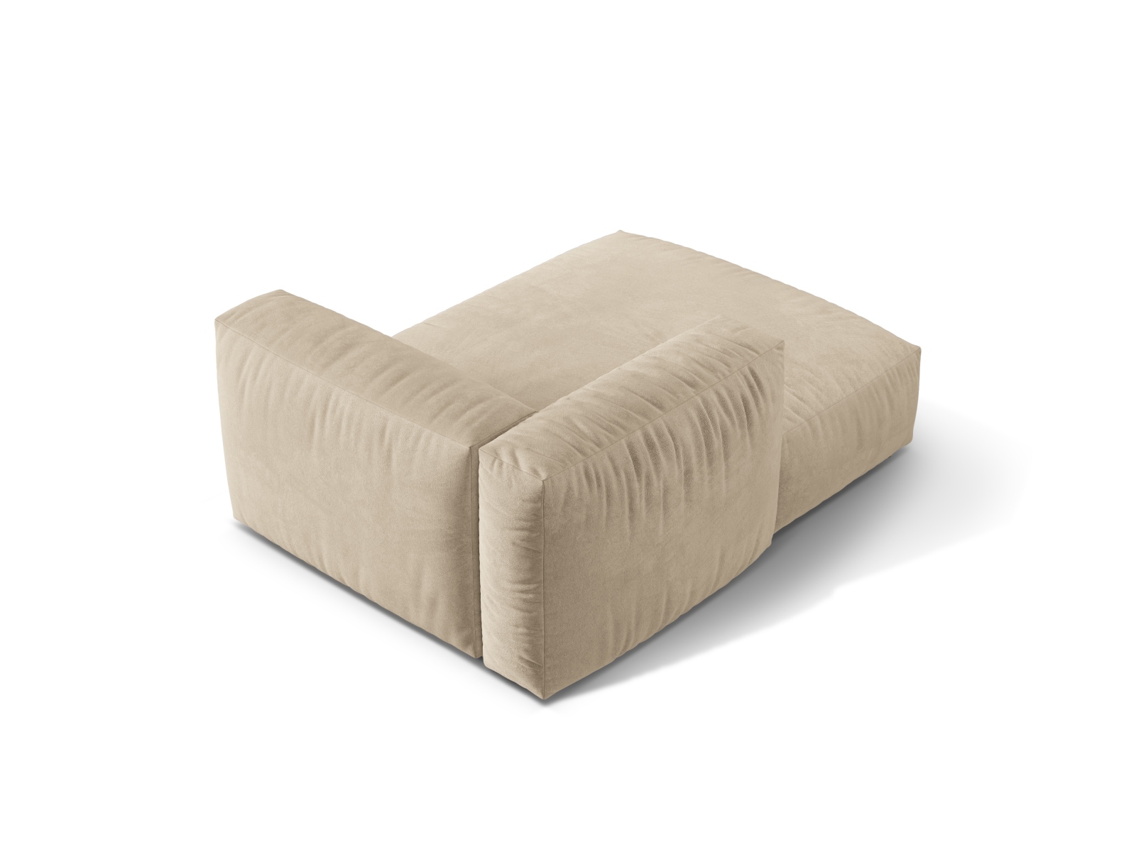 Velvet Chaise Longue Left, "Martina", 1 Seat, 120x176x75