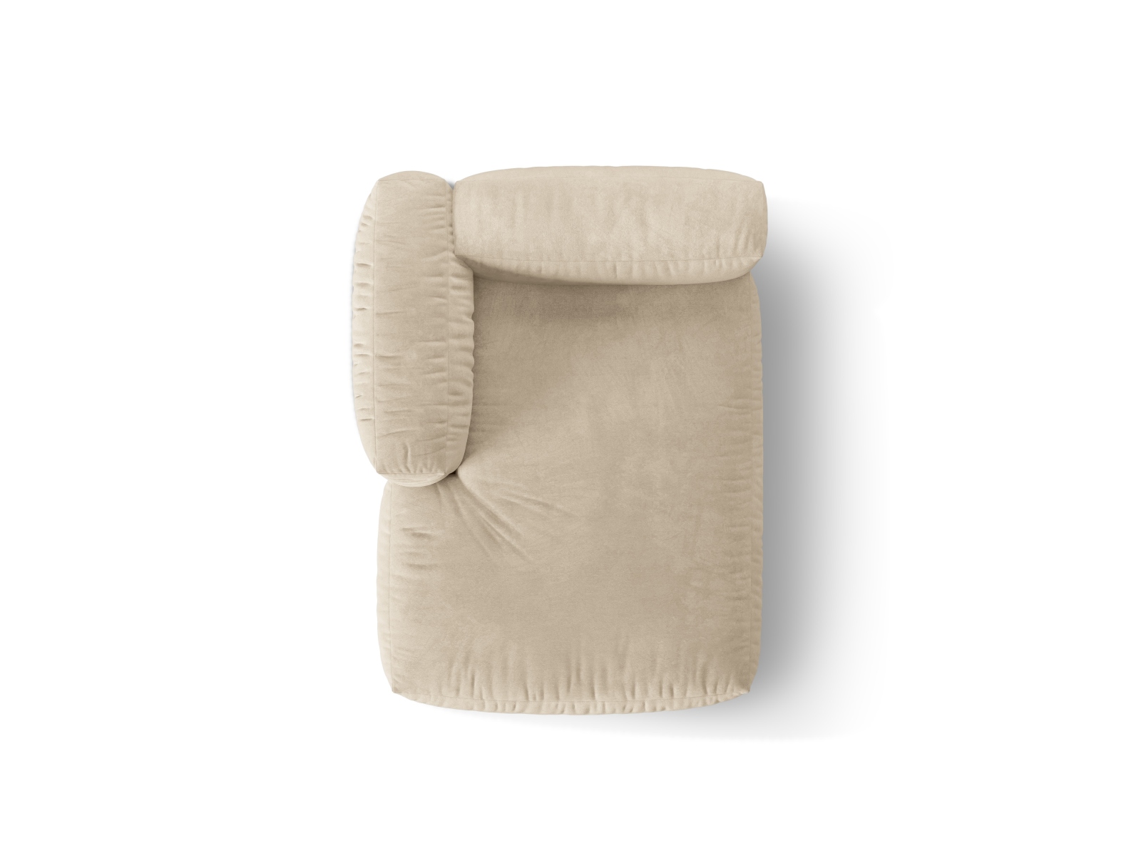 Velvet Chaise Longue Left, "Martina", 1 Seat, 120x176x75