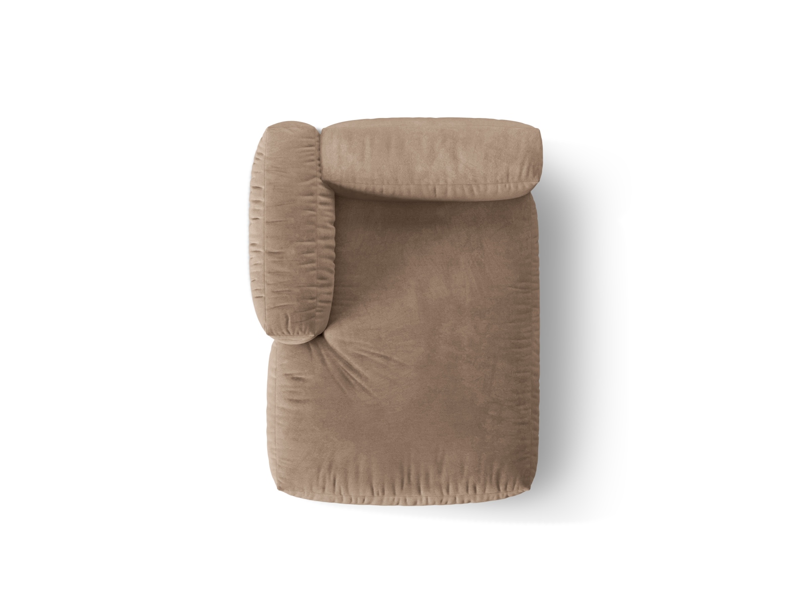 Velvet Chaise Longue Left, "Martina", 1 Seat, 120x176x75