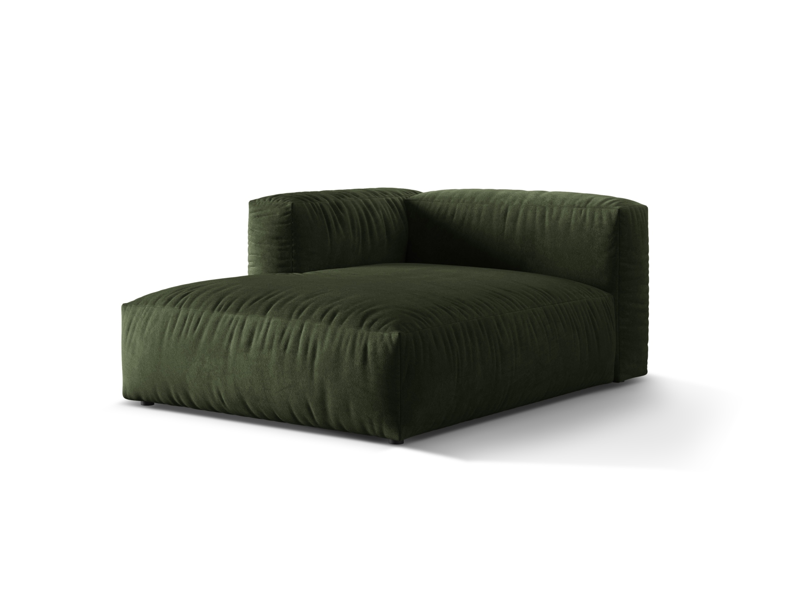 Velvet Chaise Longue Left, "Martina", 1 Seat, 120x176x75