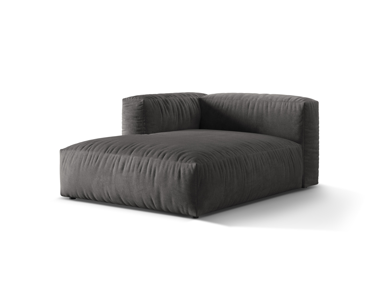 Velvet Chaise Longue Left, "Martina", 1 Seat, 120x176x75