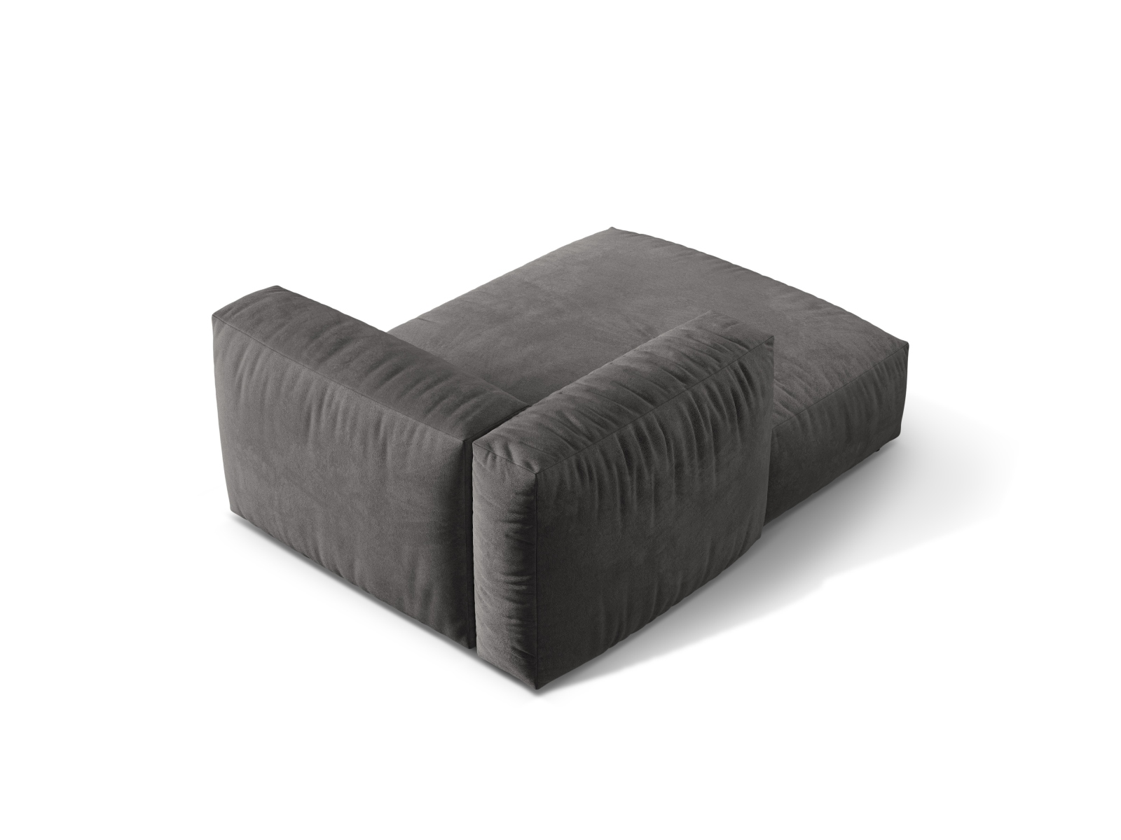 Velvet Chaise Longue Left, "Martina", 1 Seat, 120x176x75