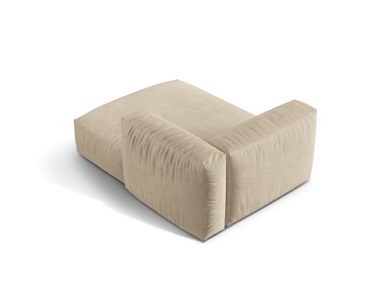 Velvet Chaise Longue Right, "Martina", 1 Seat, 120x176x75
