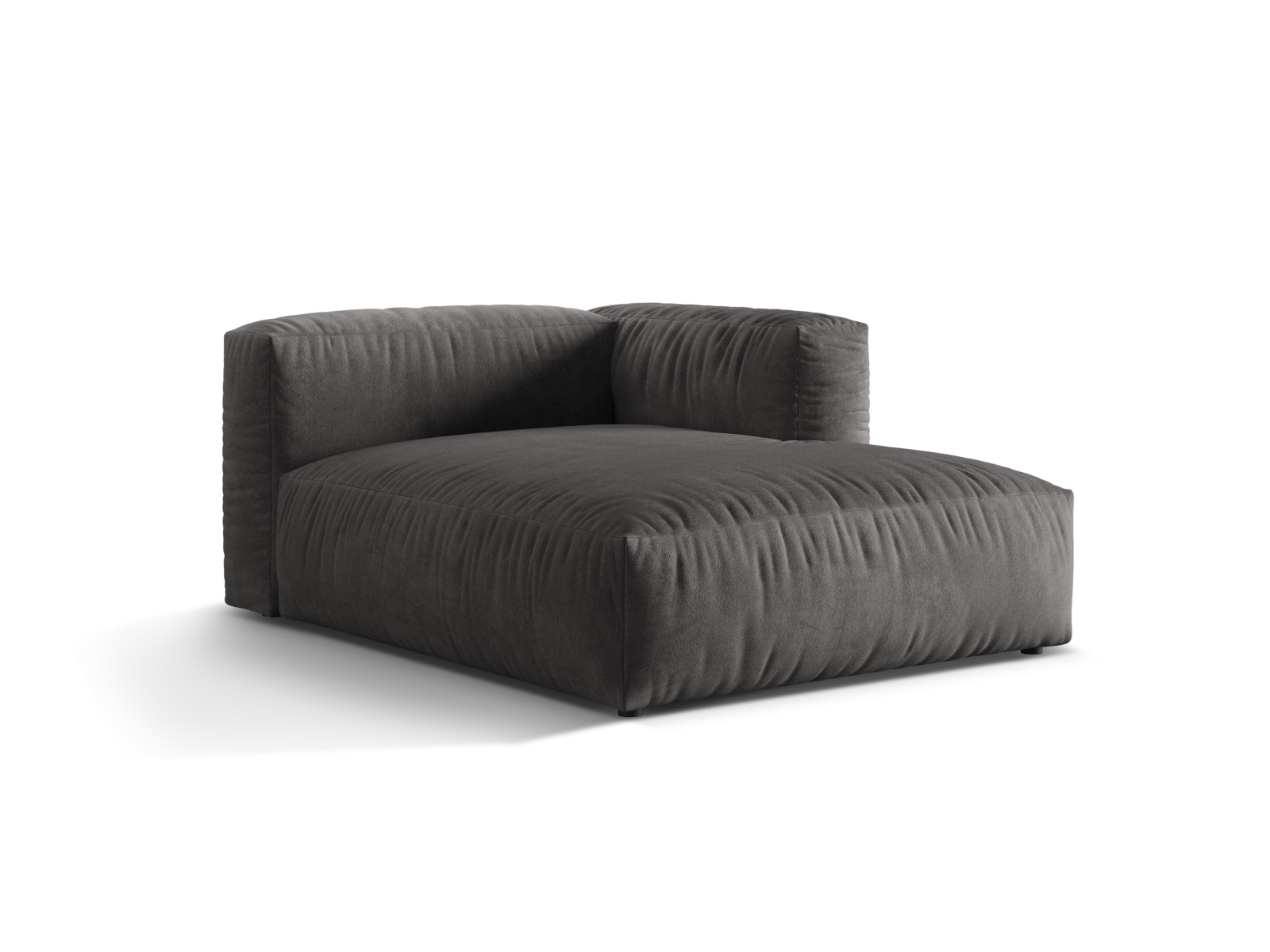Velvet Chaise Longue Right, "Martina", 1 Seat, 120x176x75