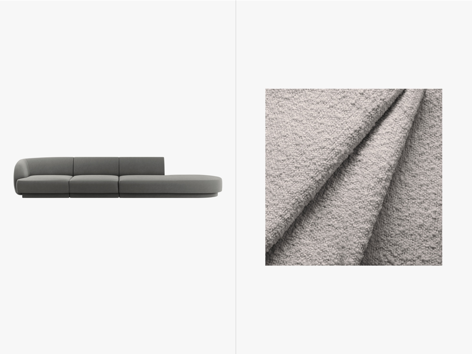 Boucle Right Sofa, "Miley", 4 Seats, 323x90x70