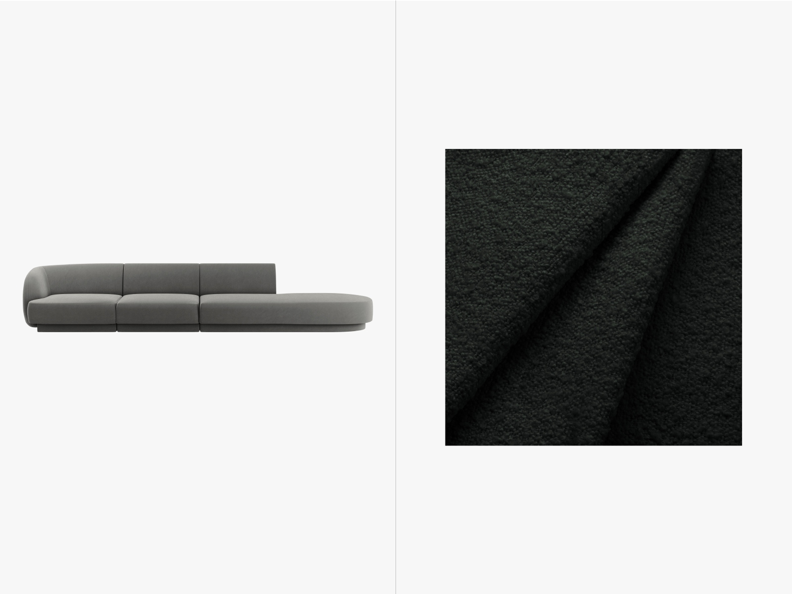 Boucle Right Sofa, "Miley", 4 Seats, 323x90x70