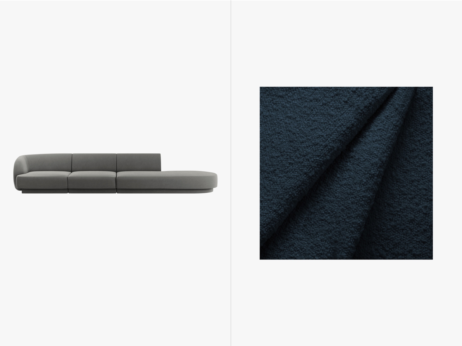 Boucle Right Sofa, "Miley", 4 Seats, 323x90x70