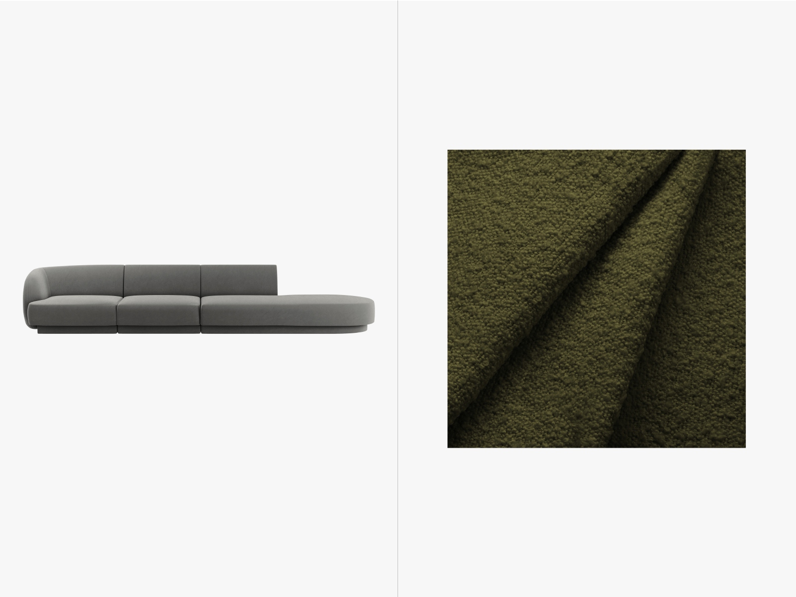 Boucle Right Sofa, "Miley", 4 Seats, 323x90x70