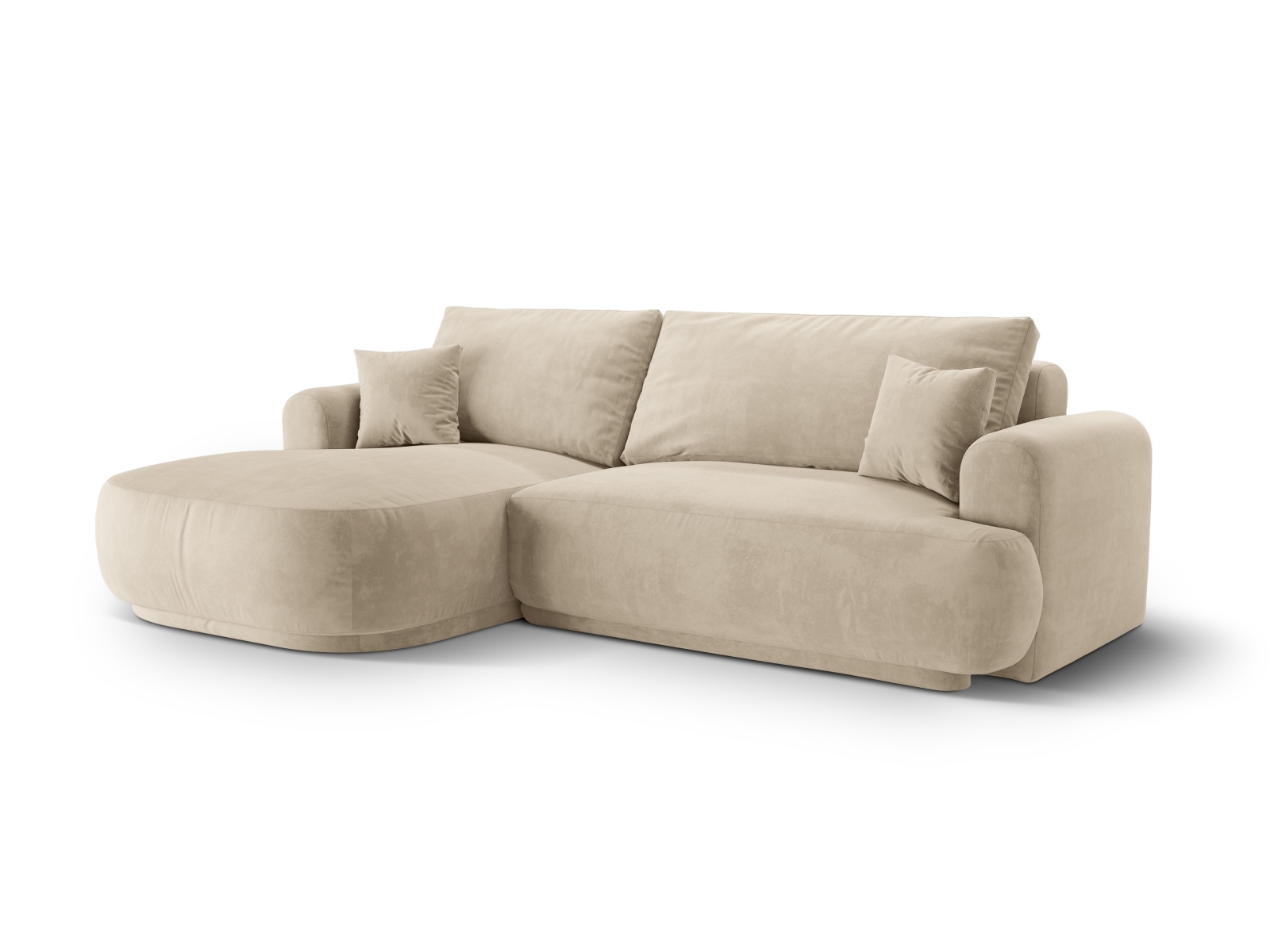 Velvet Modular Left Corner Sofa With Bed Function And Box, "Ella", 5 Seats, 271x174x88