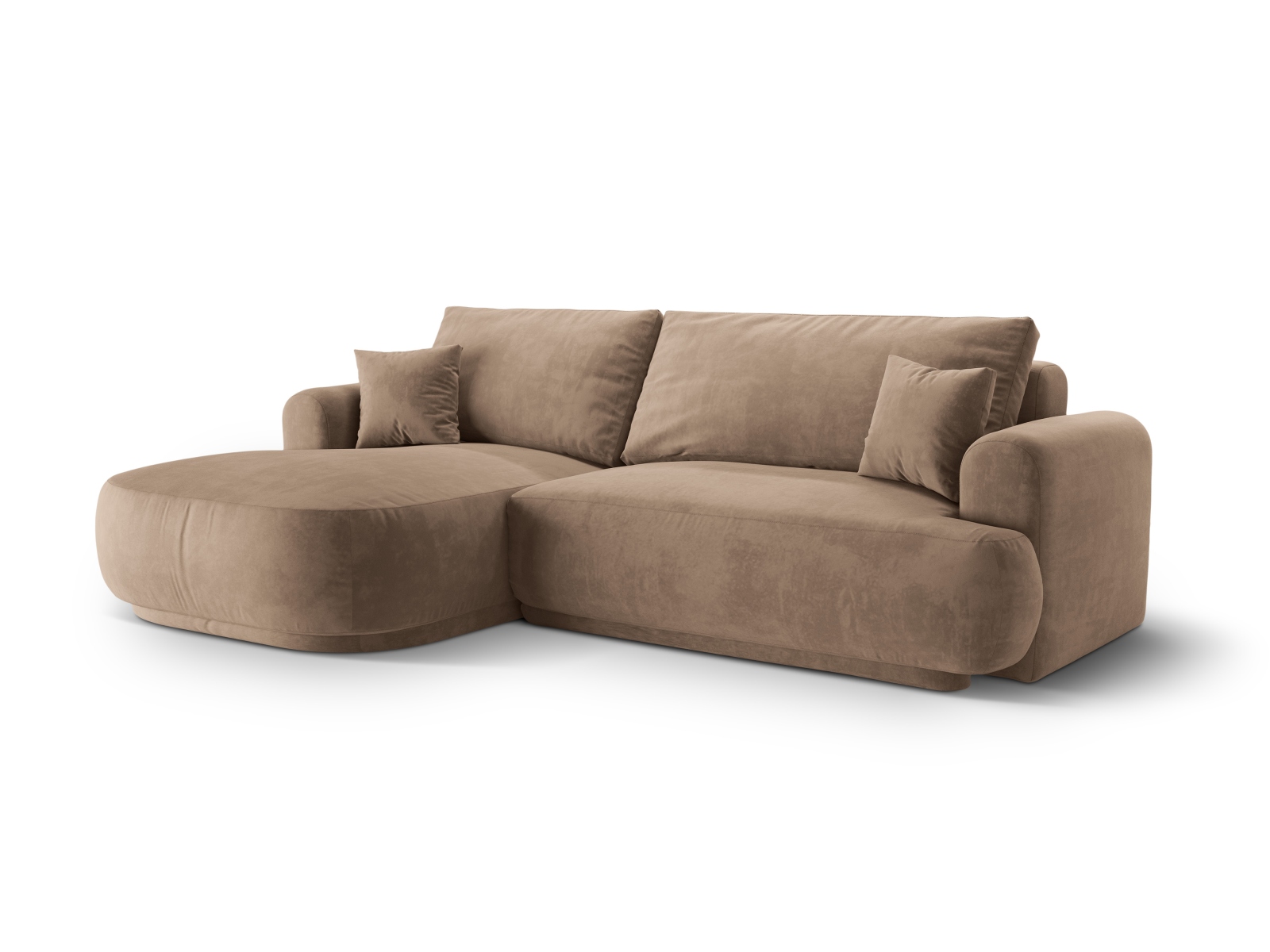 Velvet Modular Left Corner Sofa With Bed Function And Box, "Ella", 5 Seats, 271x174x88