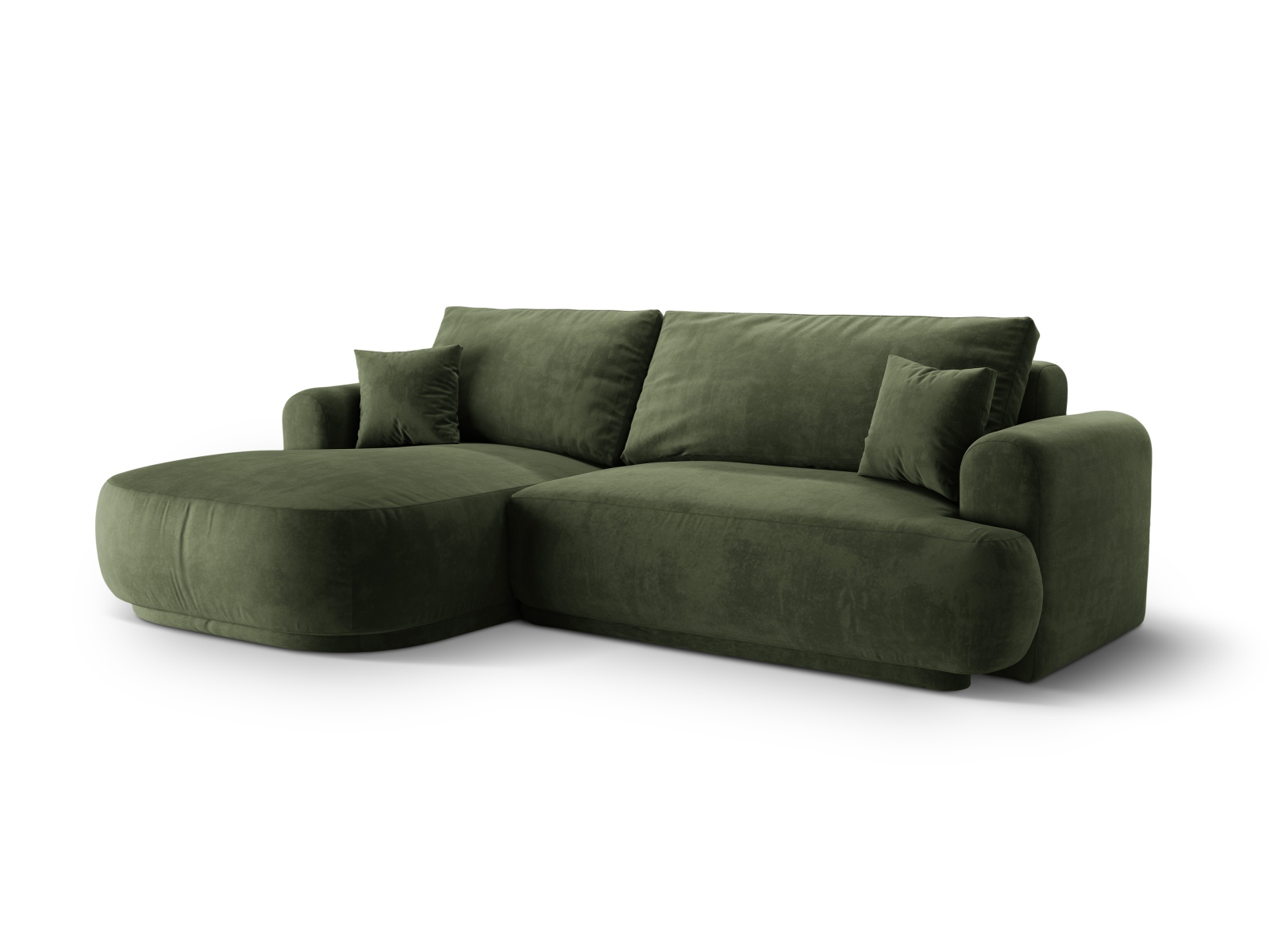 Velvet Modular Left Corner Sofa With Bed Function And Box, "Ella", 5 Seats, 271x174x88