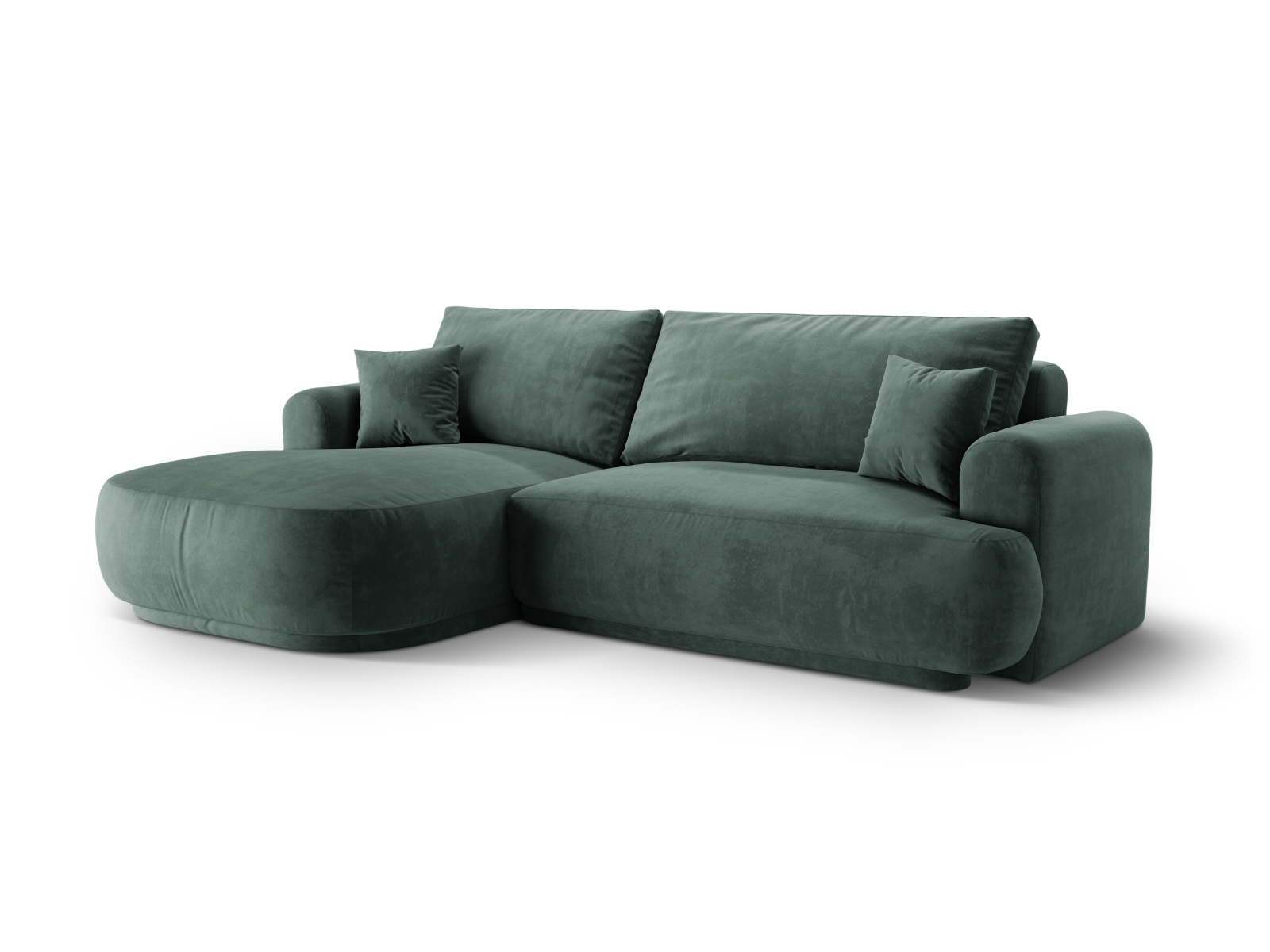 Velvet Modular Left Corner Sofa With Bed Function And Box, "Ella", 5 Seats, 271x174x88