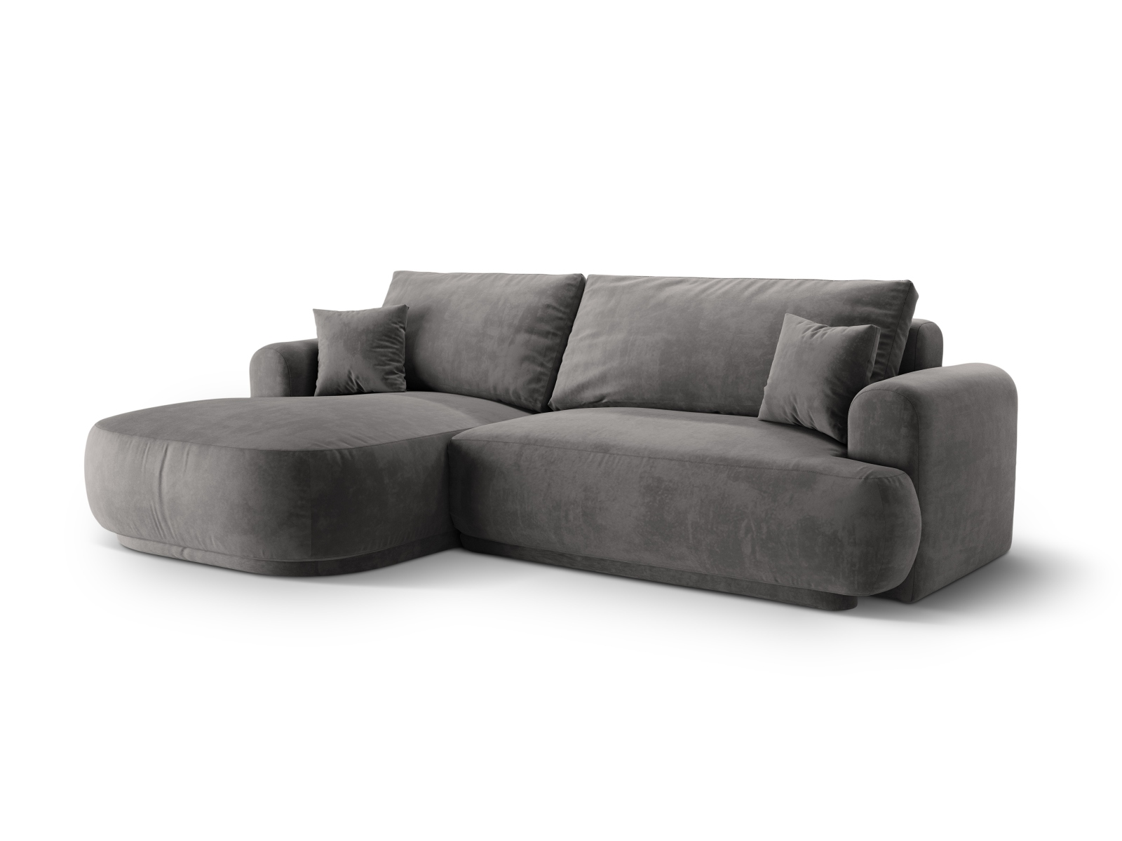 Velvet Modular Left Corner Sofa With Bed Function And Box, "Ella", 5 Seats, 271x174x88