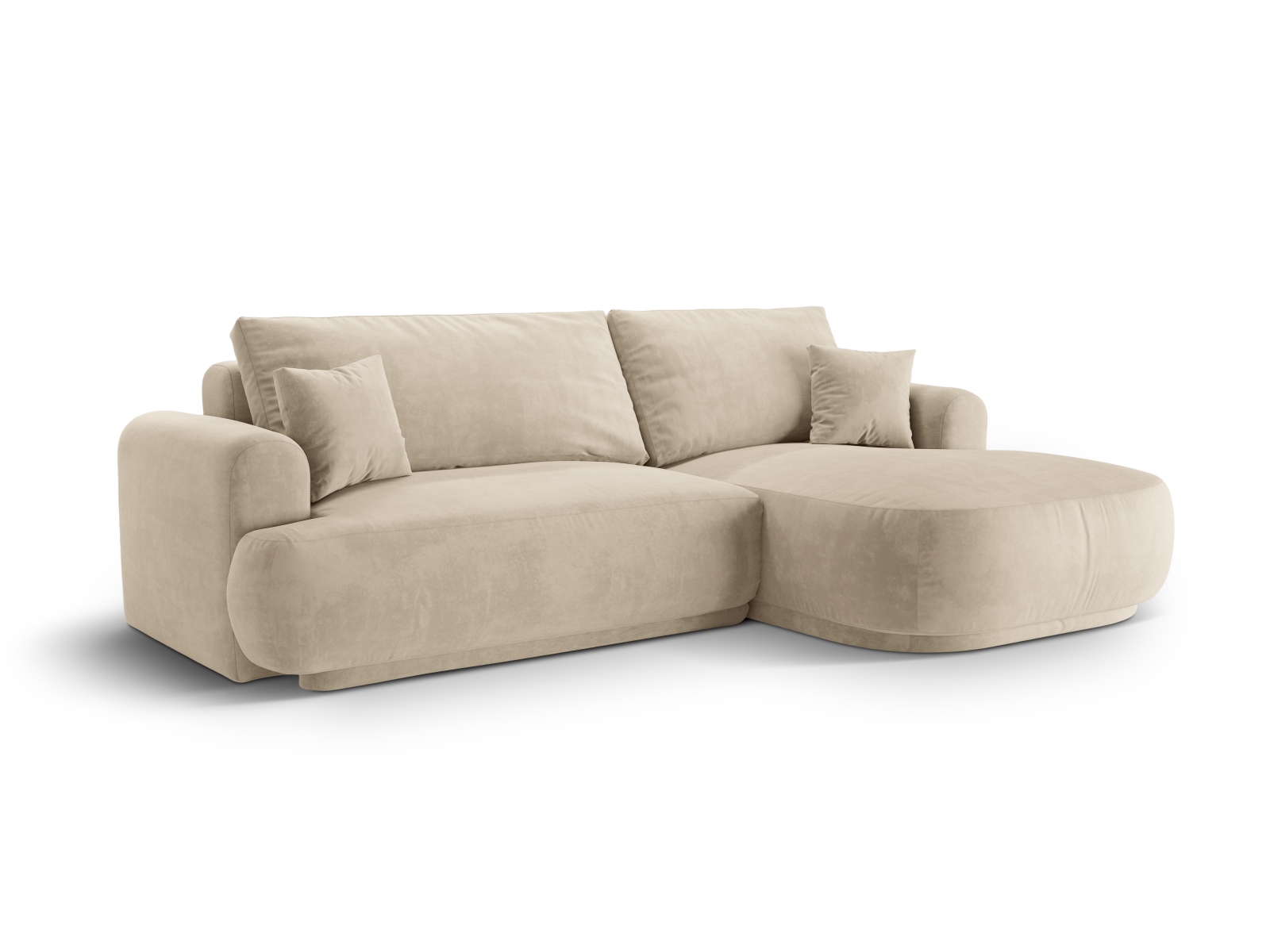 Velvet Modular Right Corner Sofa With Bed Function And Box, "Ella", 5 Seats, 271x174x88