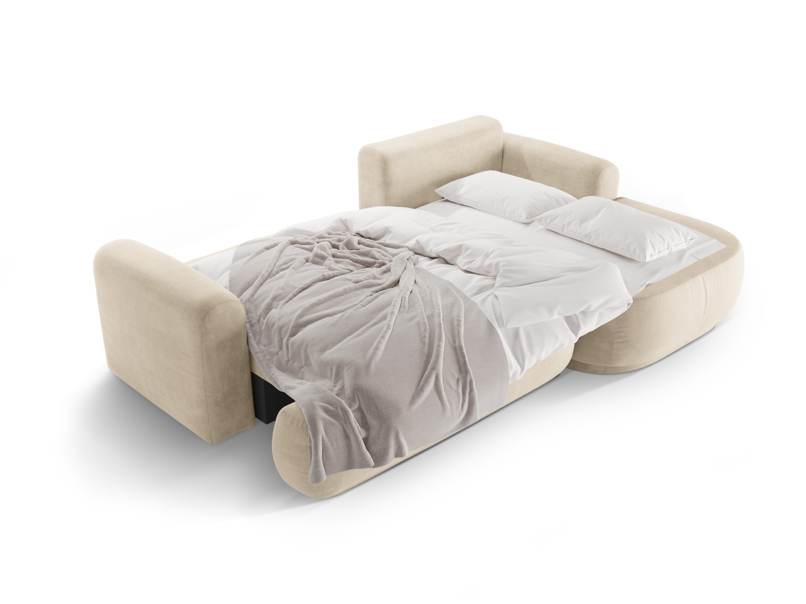 Velvet Modular Right Corner Sofa With Bed Function And Box, "Ella", 5 Seats, 271x174x88