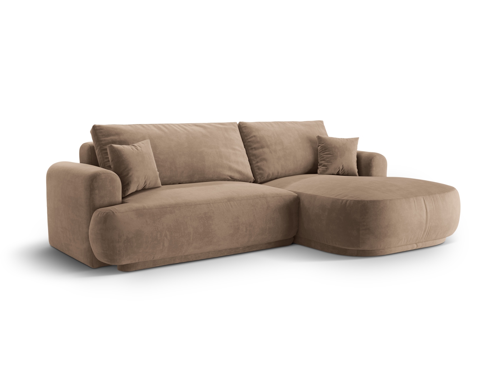 Velvet Modular Right Corner Sofa With Bed Function And Box, "Ella", 5 Seats, 271x174x88