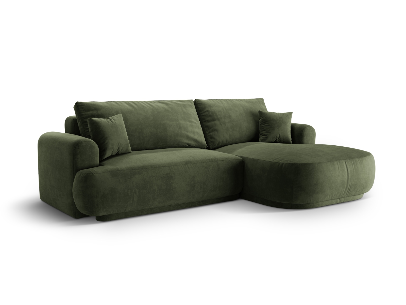 Velvet Modular Right Corner Sofa With Bed Function And Box, "Ella", 5 Seats, 271x174x88