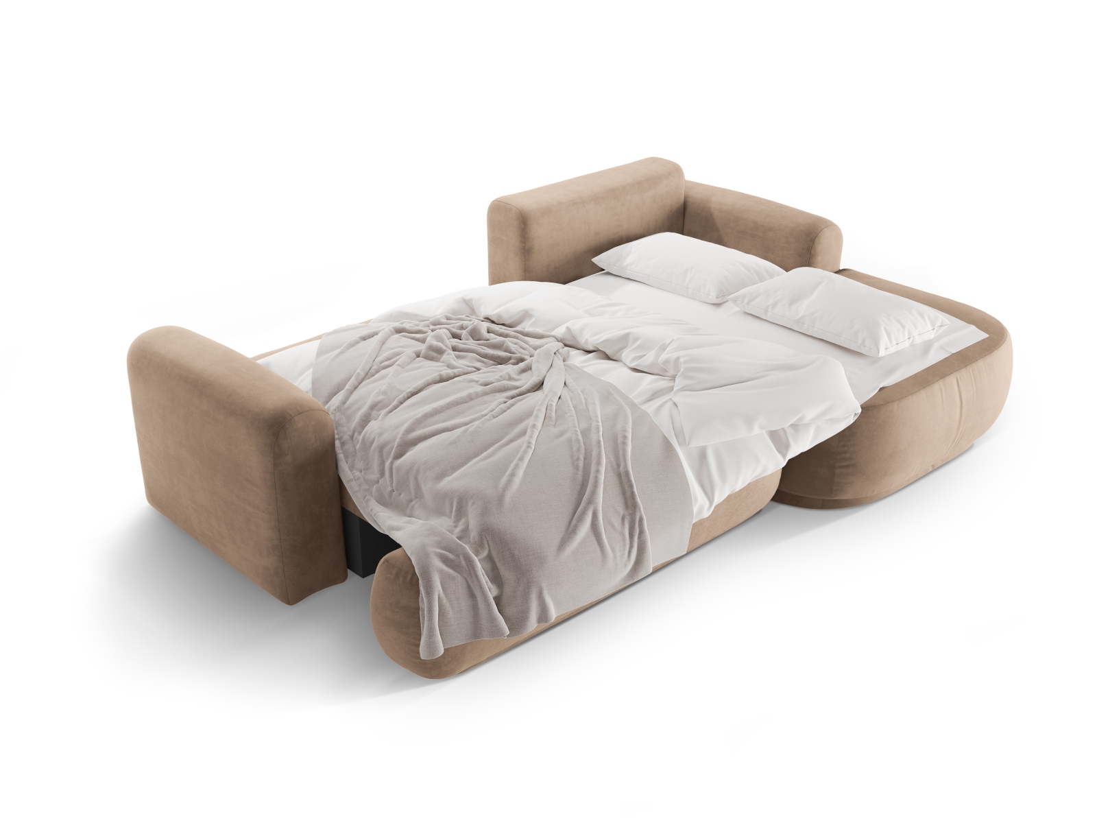 Velvet Modular Right Corner Sofa With Bed Function And Box, "Ella", 5 Seats, 271x174x88