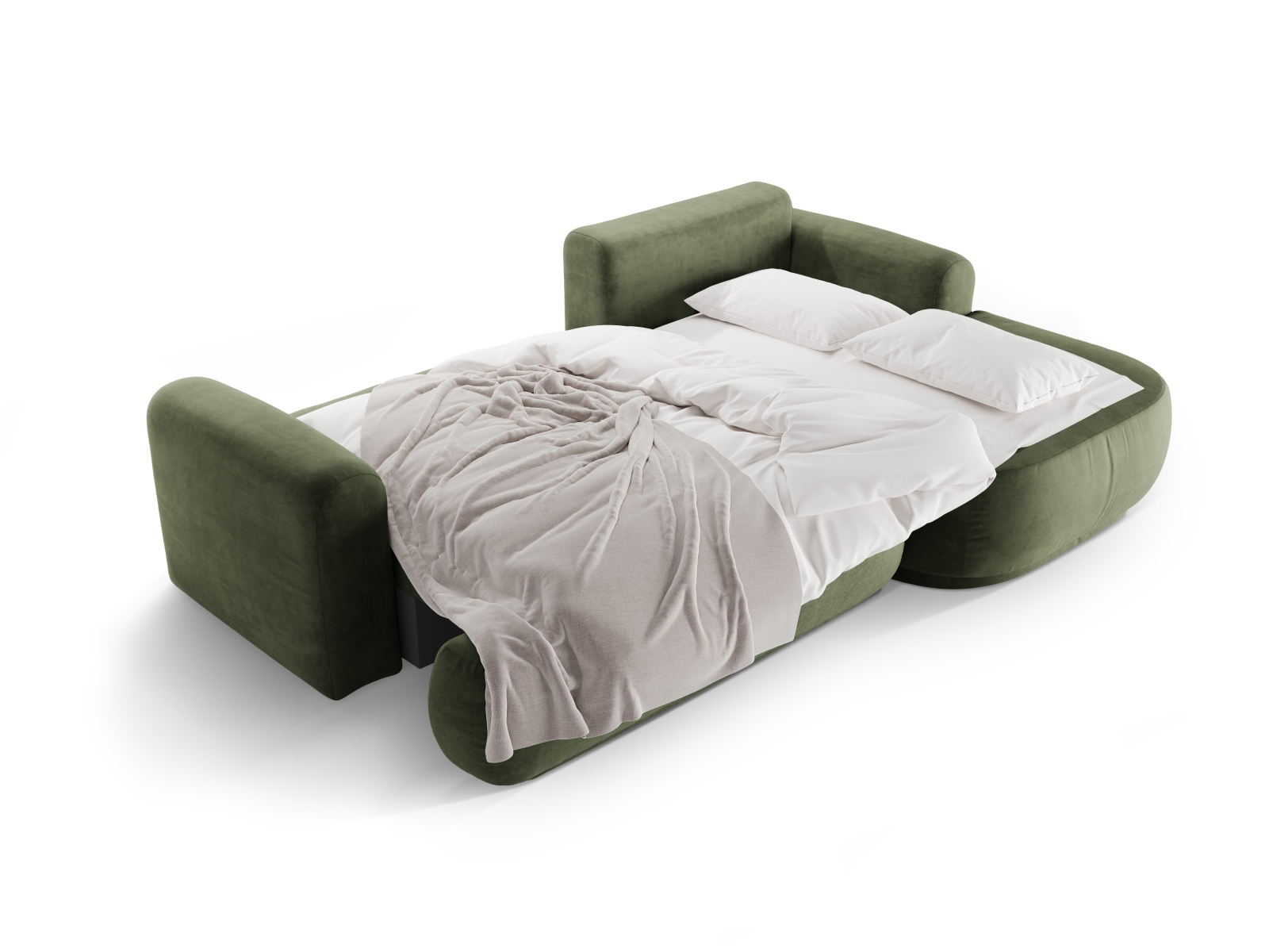 Velvet Modular Right Corner Sofa With Bed Function And Box, "Ella", 5 Seats, 271x174x88