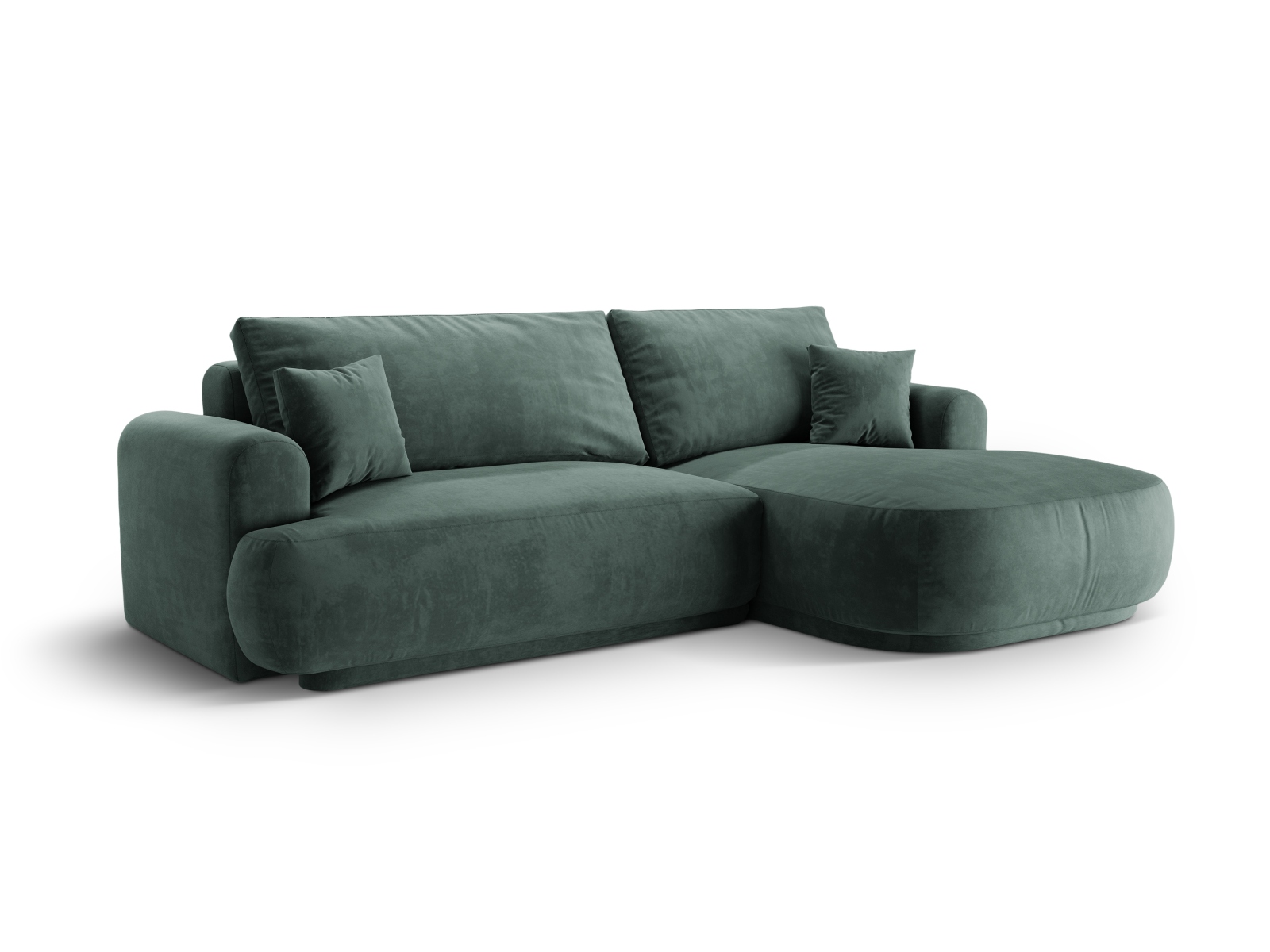 Velvet Modular Right Corner Sofa With Bed Function And Box, "Ella", 5 Seats, 271x174x88