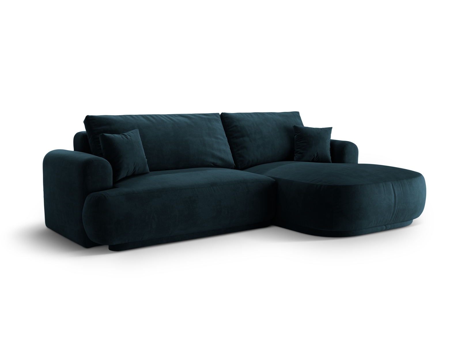 Velvet Modular Right Corner Sofa With Bed Function And Box, "Ella", 5 Seats, 271x174x88