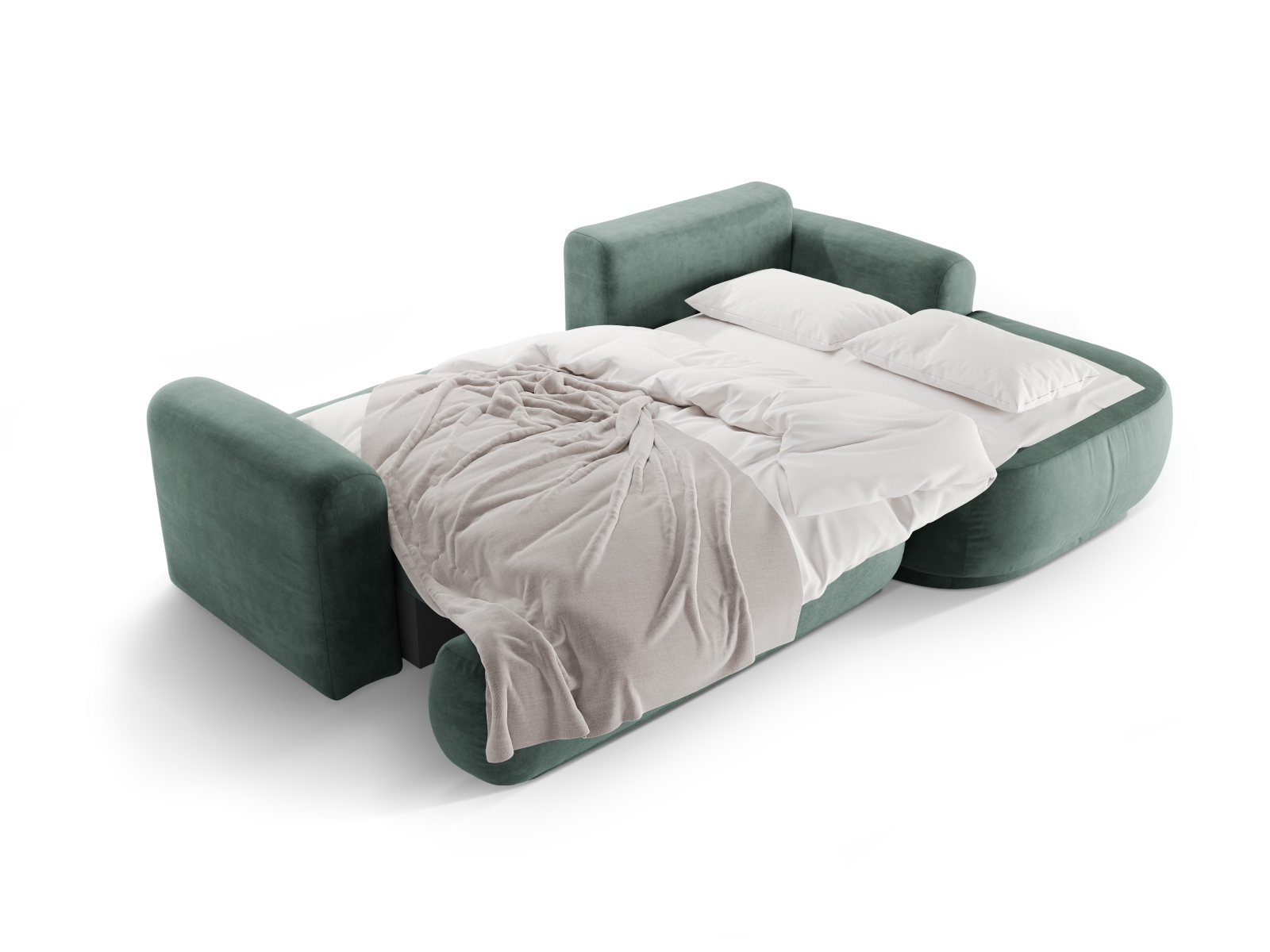 Velvet Modular Right Corner Sofa With Bed Function And Box, "Ella", 5 Seats, 271x174x88