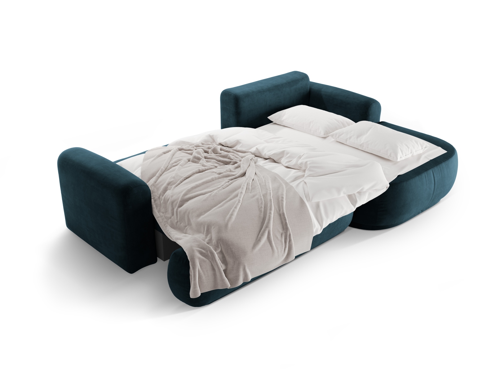 Velvet Modular Right Corner Sofa With Bed Function And Box, "Ella", 5 Seats, 271x174x88