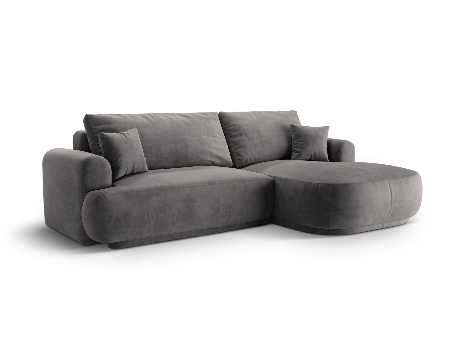 Velvet Modular Right Corner Sofa With Bed Function And Box, "Ella", 5 Seats, 271x174x88