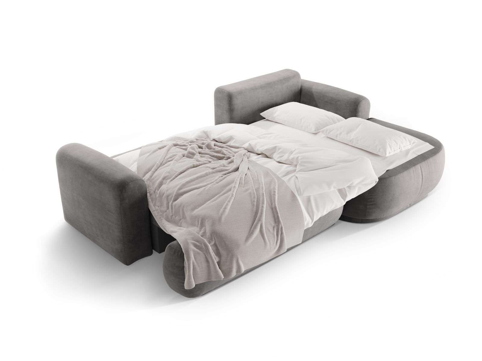 Velvet Modular Right Corner Sofa With Bed Function And Box, "Ella", 5 Seats, 271x174x88