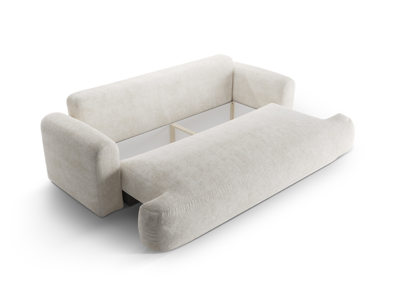 Boucle Sofa With Bed Function And Box, "Ella", 3 Seats, 253x108x88