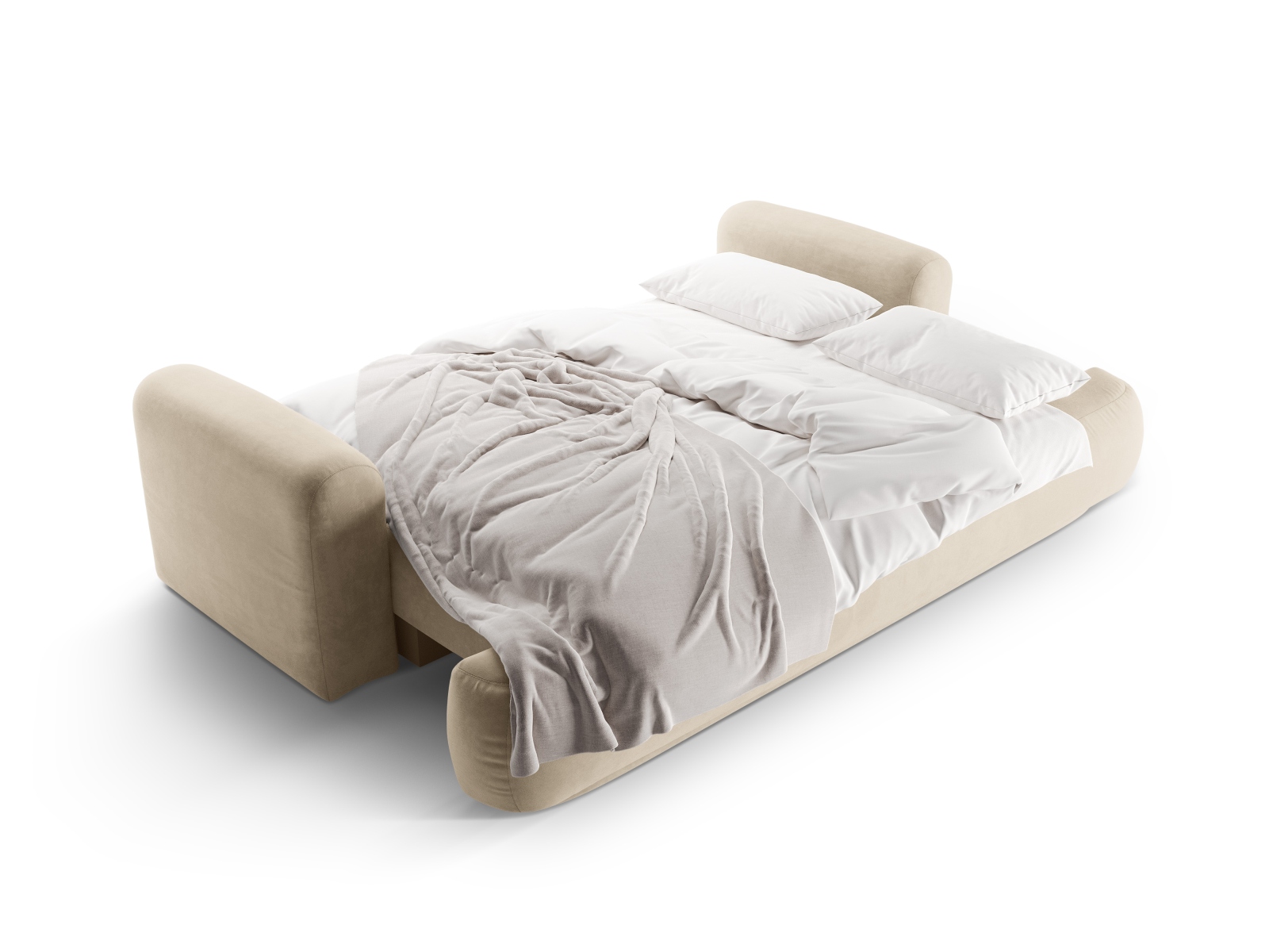 Velvet Sofa With Bed Function And Box, "Ella", 3 Seats, 253x108x88