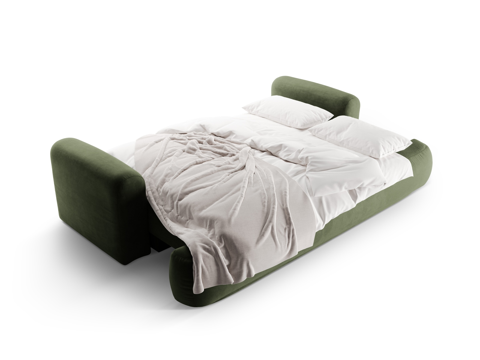 Velvet Sofa With Bed Function And Box, "Ella", 3 Seats, 253x108x88