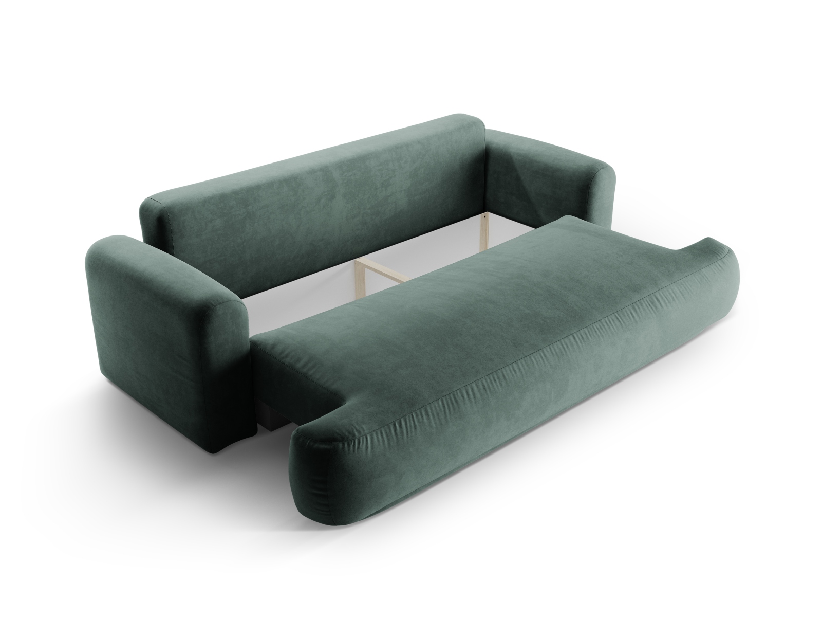 Velvet Sofa With Bed Function And Box, "Ella", 3 Seats, 253x108x88