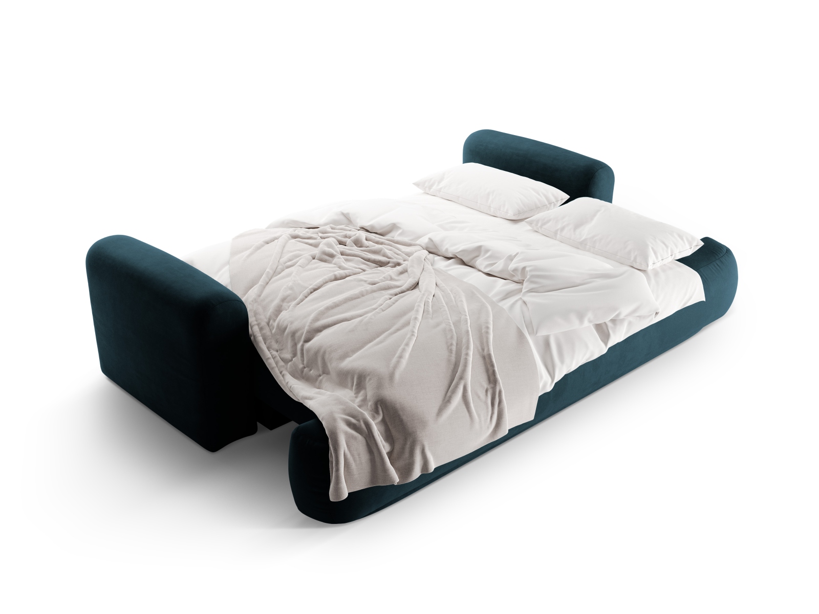 Velvet Sofa With Bed Function And Box, "Ella", 3 Seats, 253x108x88