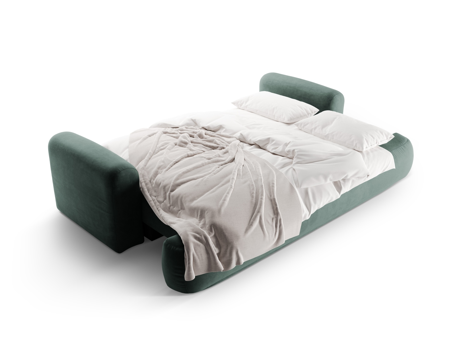 Velvet Sofa With Bed Function And Box, "Ella", 3 Seats, 253x108x88