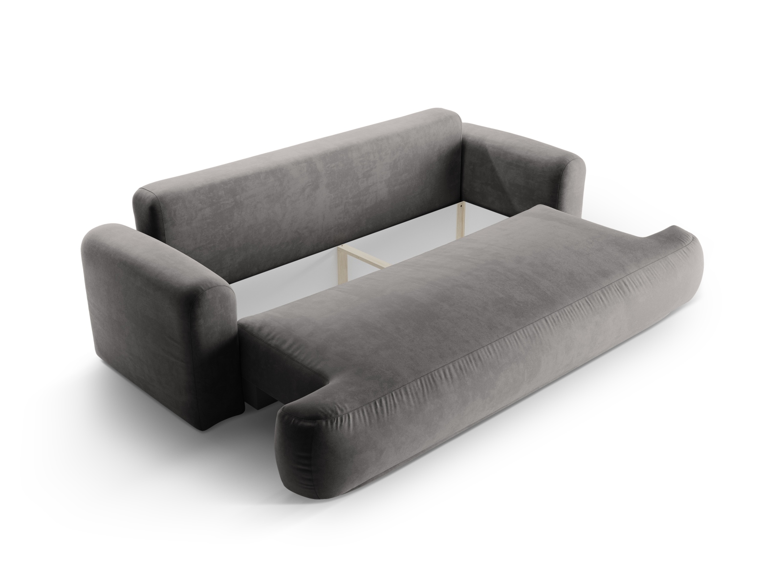 Velvet Sofa With Bed Function And Box, "Ella", 3 Seats, 253x108x88