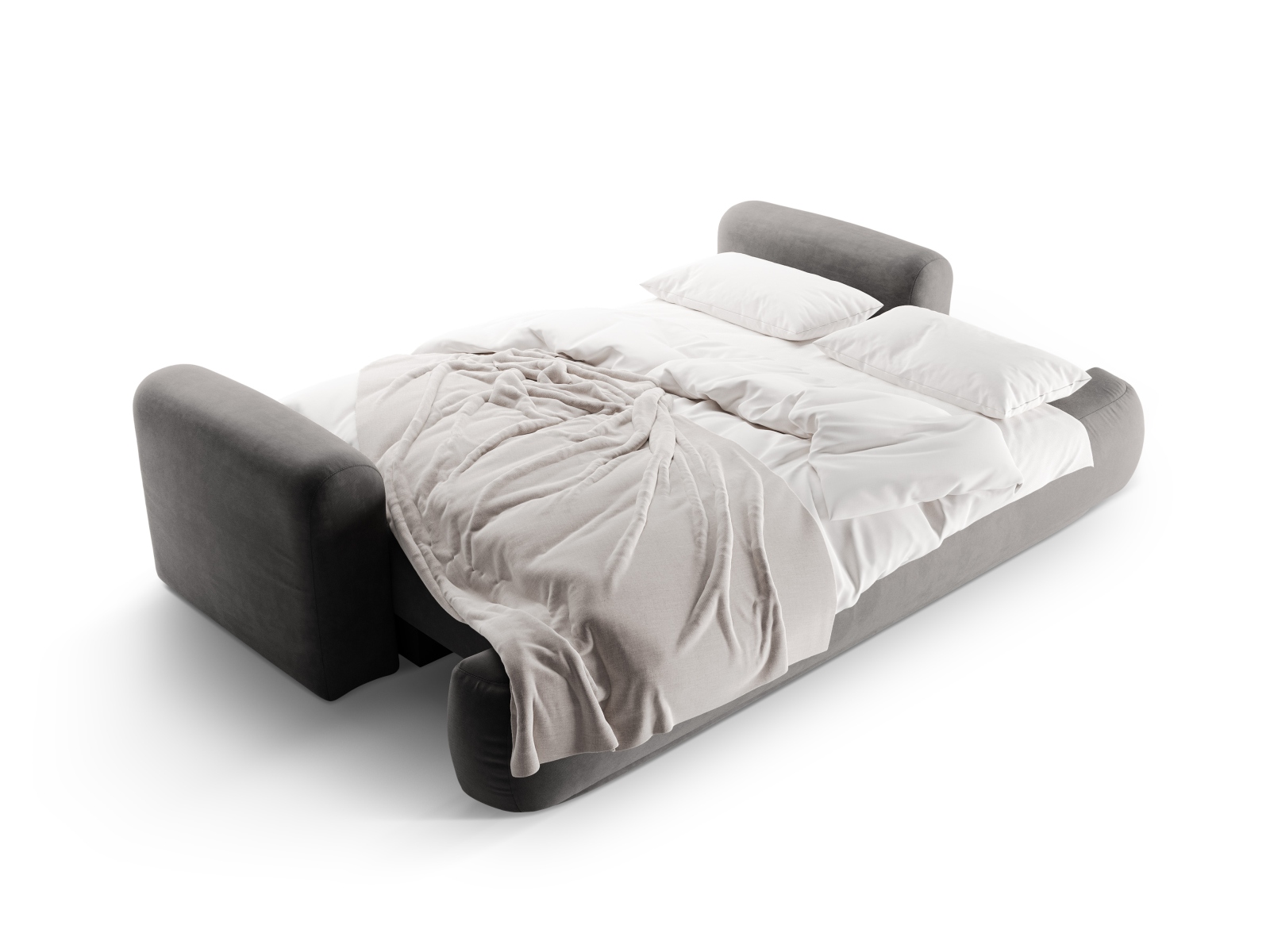 Velvet Sofa With Bed Function And Box, "Ella", 3 Seats, 253x108x88