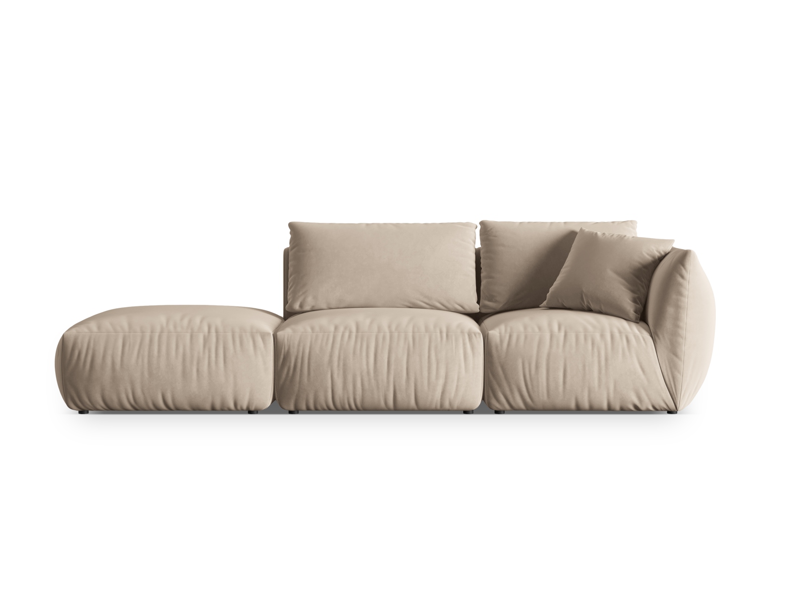Velvet Left Modular Sofa, "Chris", 3 Seats, 315x100x80