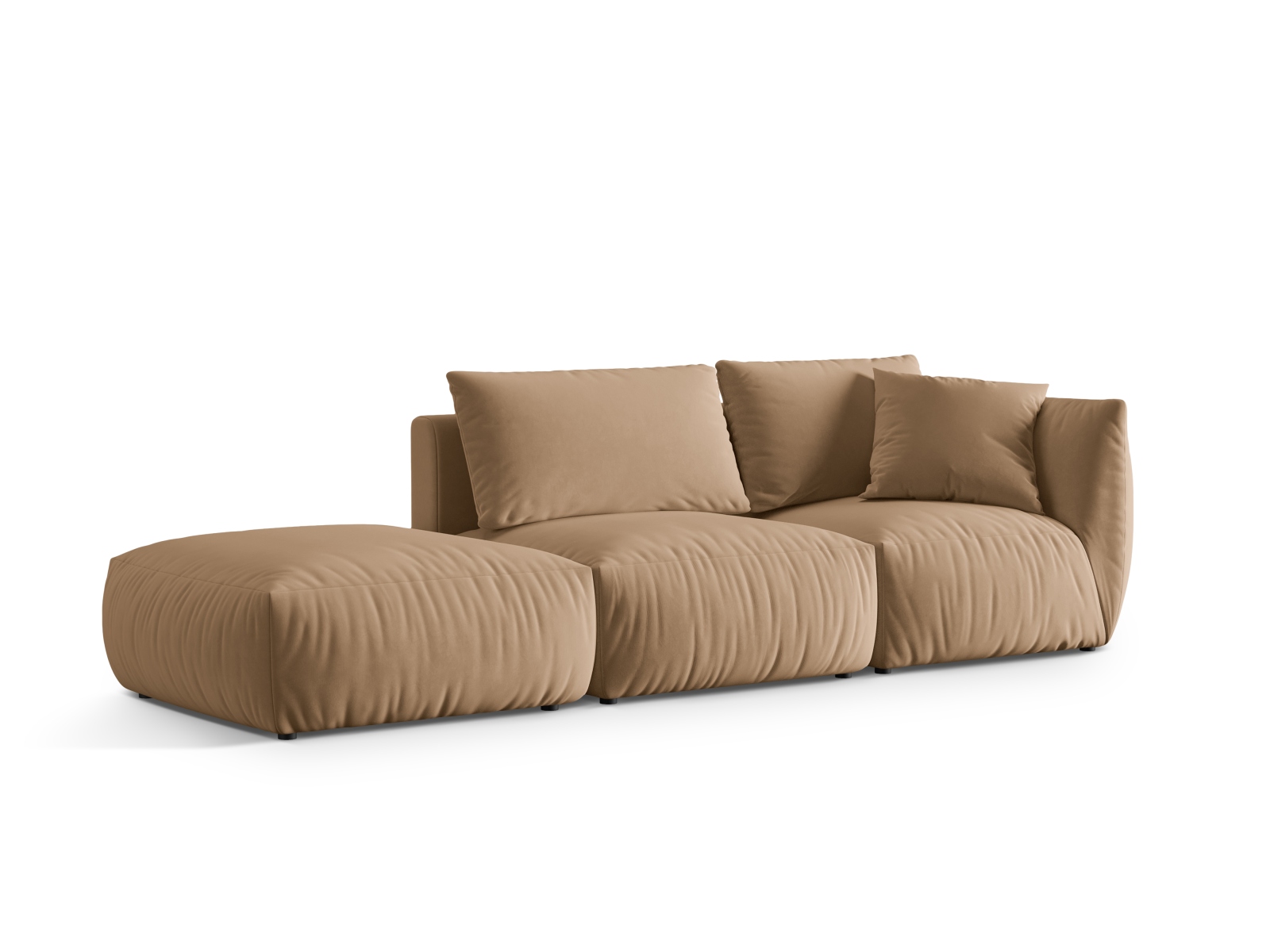 Velvet Left Modular Sofa, "Chris", 3 Seats, 315x100x80