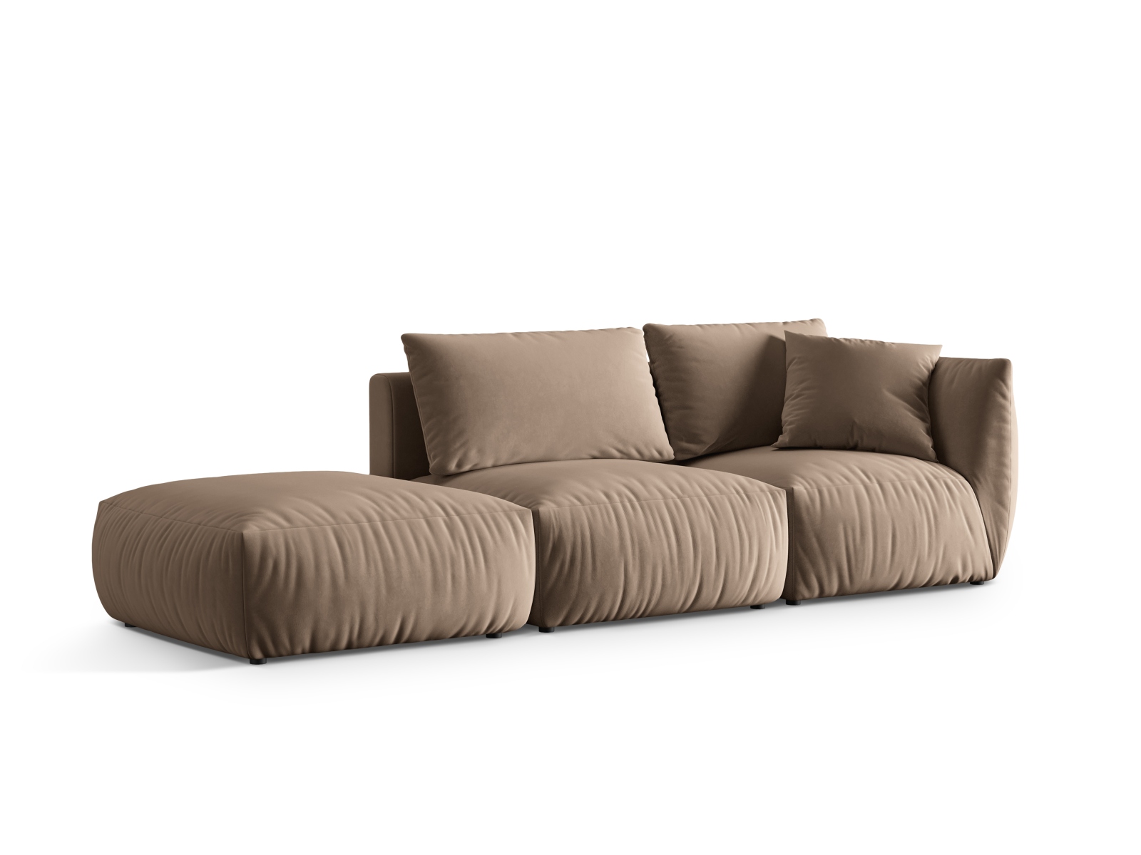 Velvet Left Modular Sofa, "Chris", 3 Seats, 315x100x80