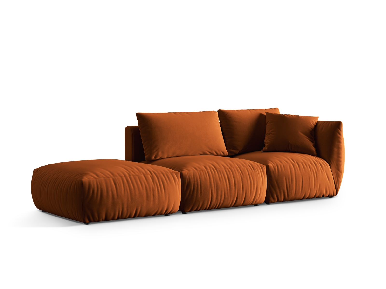 Velvet Left Modular Sofa, "Chris", 3 Seats, 315x100x80
