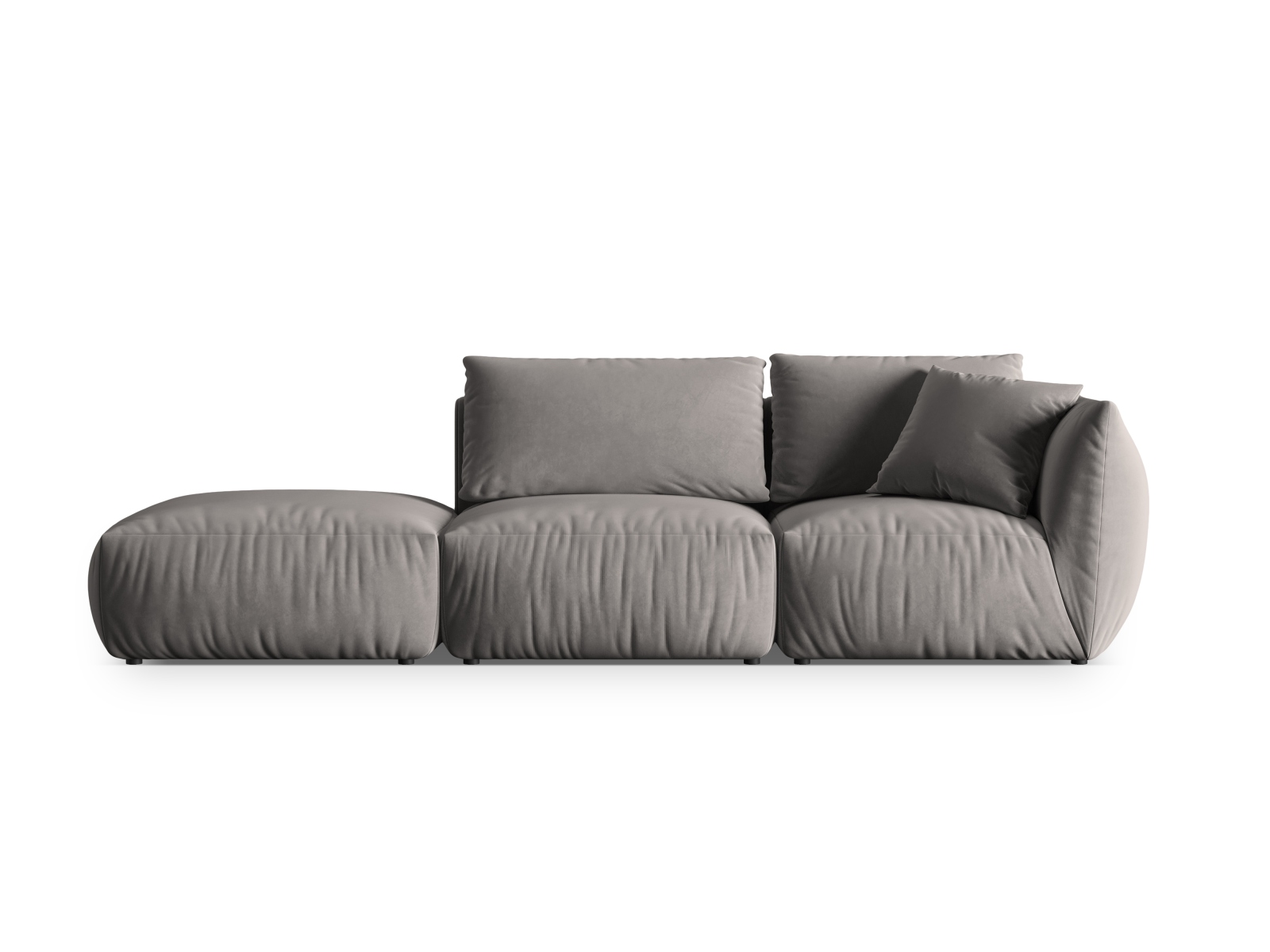 Velvet Left Modular Sofa, "Chris", 3 Seats, 315x100x80