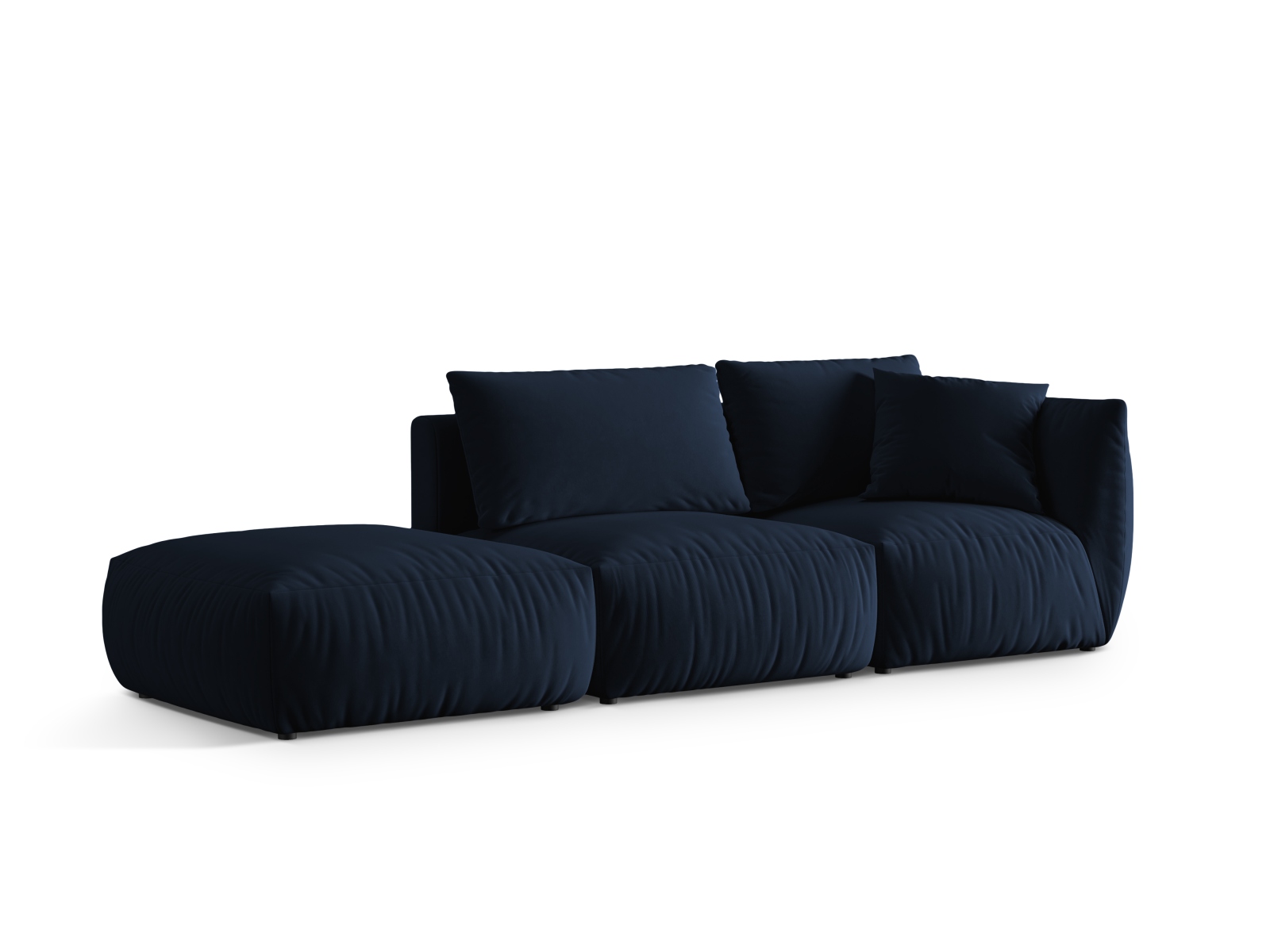 Velvet Left Modular Sofa, "Chris", 3 Seats, 315x100x80