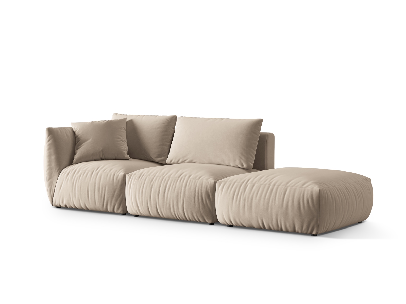 Velvet Right Modular Sofa, "Chris", 3 Seats, 315x100x80
