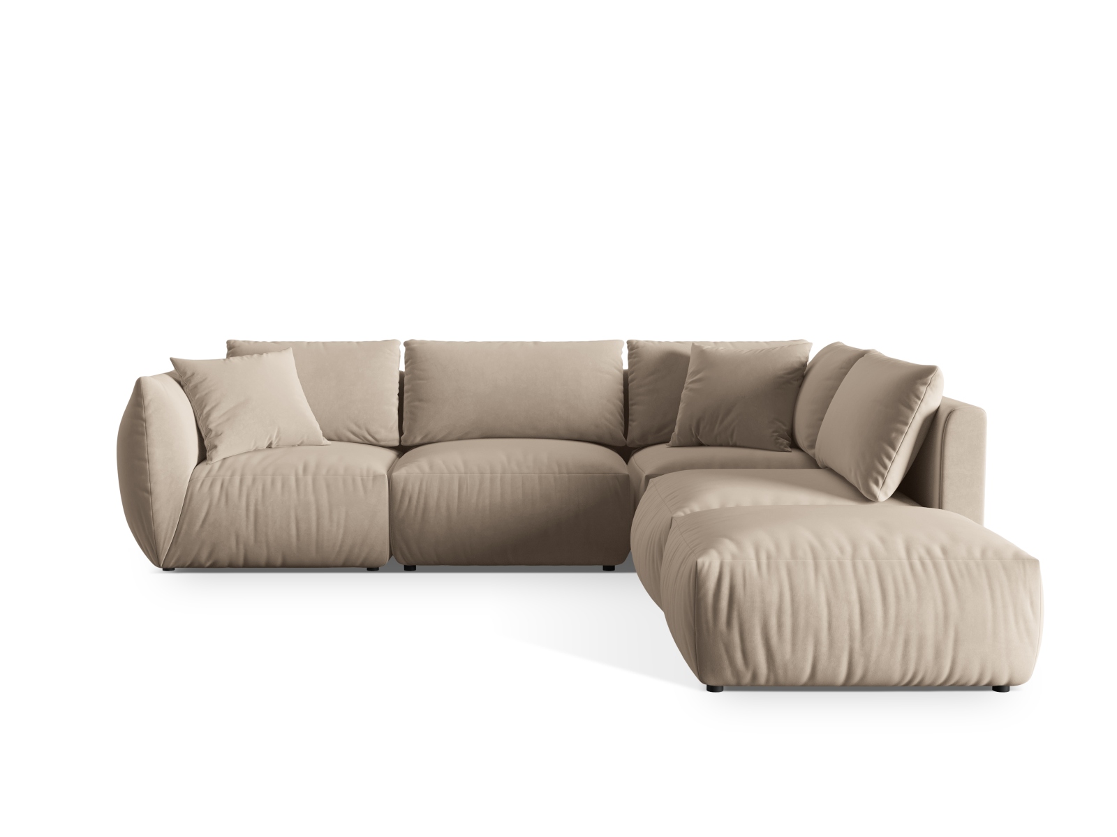 Velvet Modular Right Corner Sofa, "Chris", 4 Seats, 295x290x80