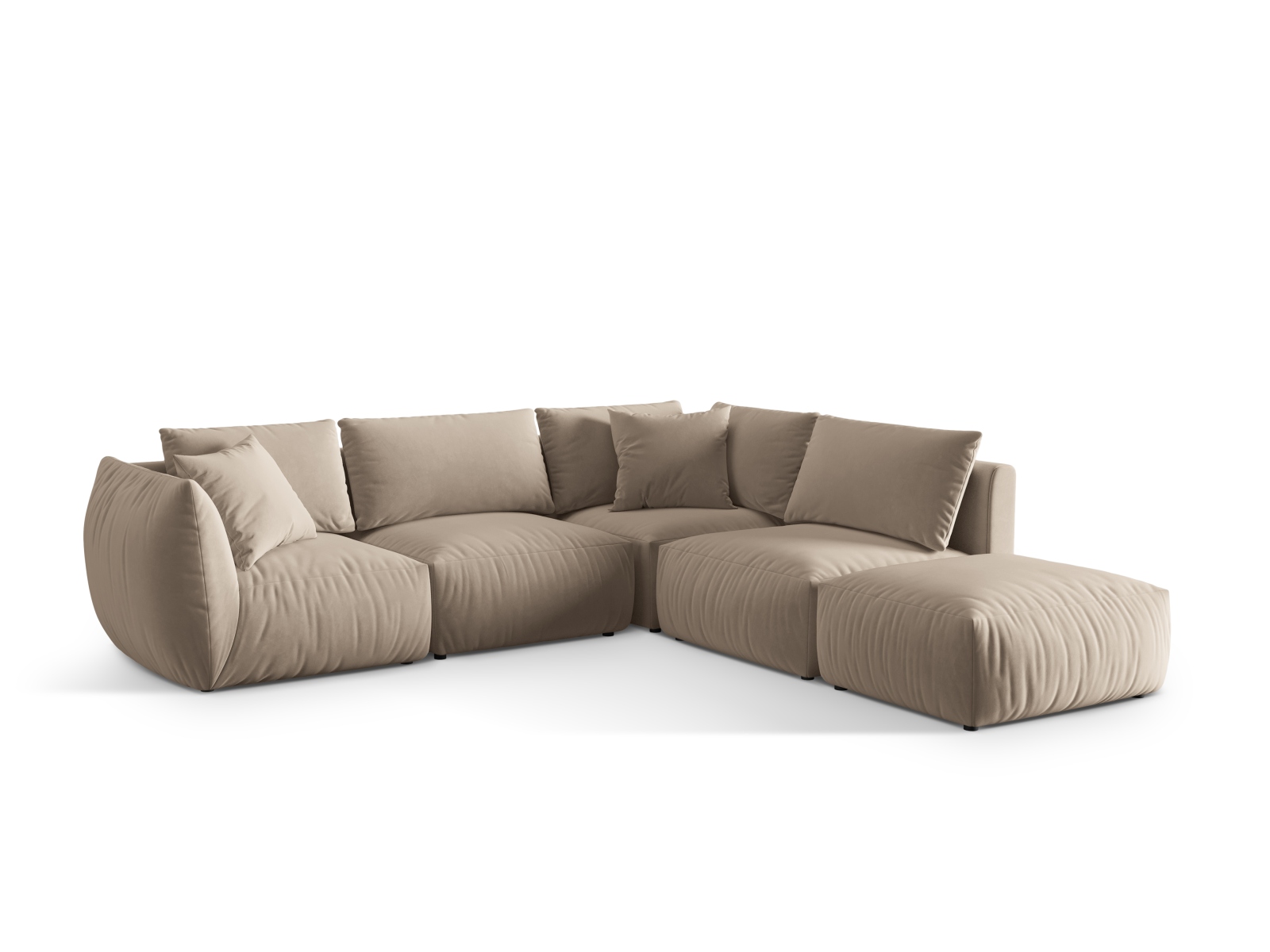 Velvet Modular Right Corner Sofa, "Chris", 4 Seats, 295x290x80