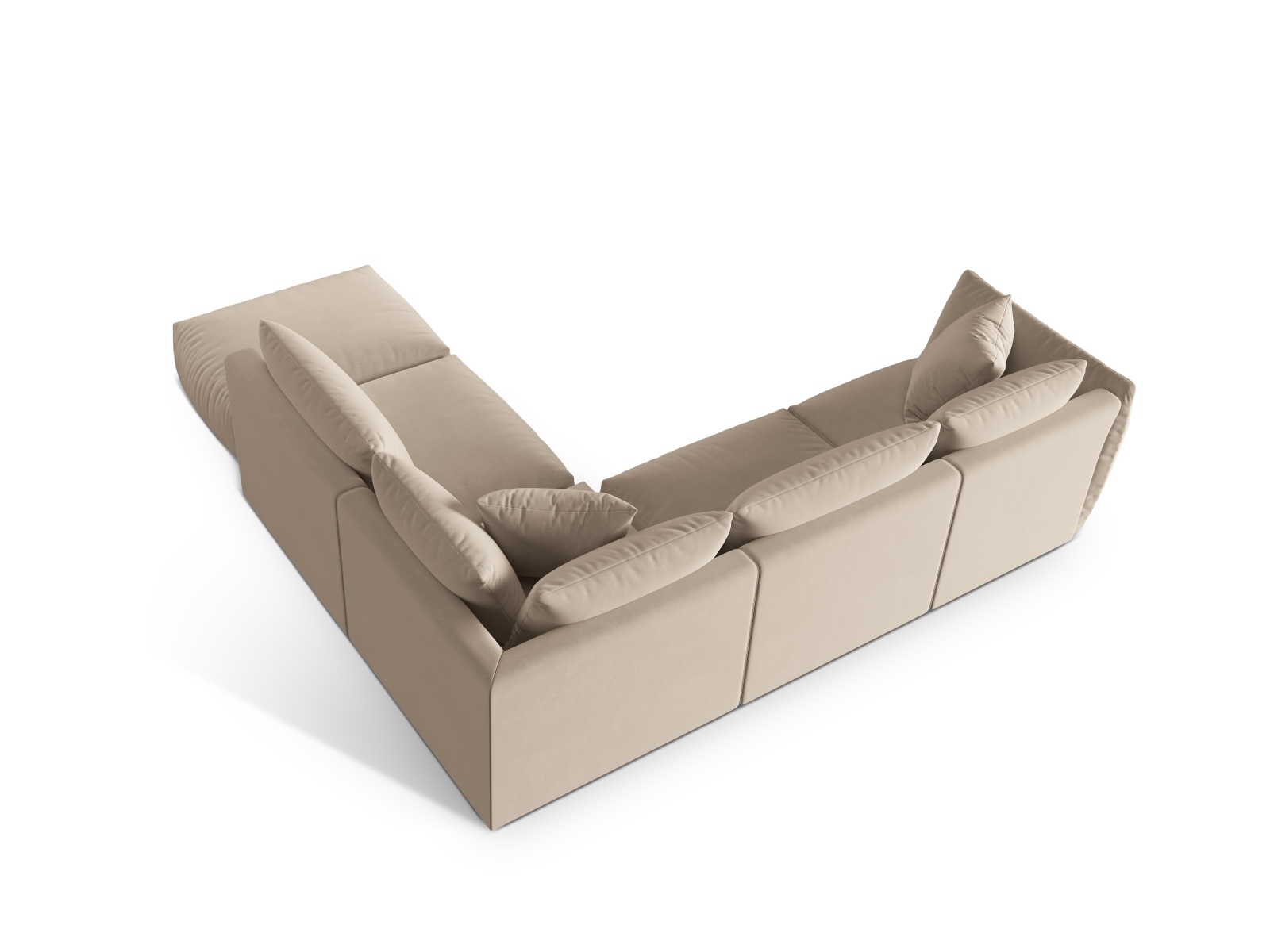 Velvet Modular Right Corner Sofa, "Chris", 4 Seats, 295x290x80