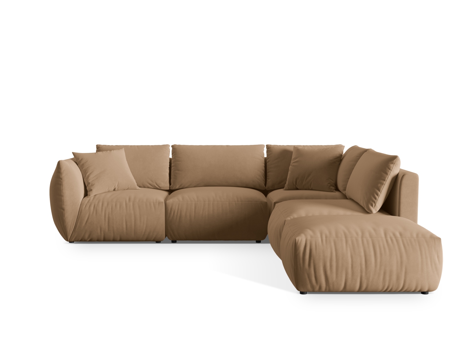 Velvet Modular Right Corner Sofa, "Chris", 4 Seats, 295x290x80