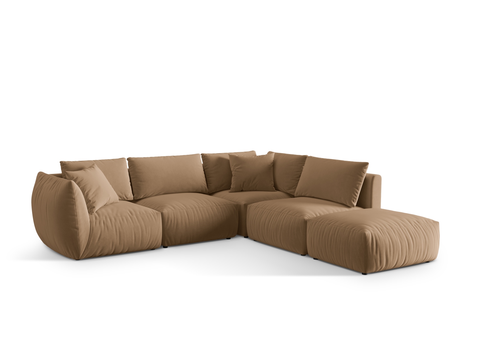 Velvet Modular Right Corner Sofa, "Chris", 4 Seats, 295x290x80