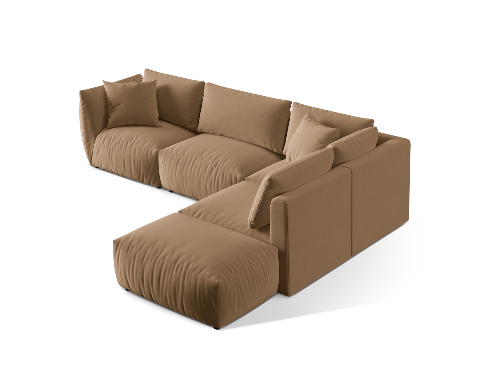 Velvet Modular Right Corner Sofa, "Chris", 4 Seats, 295x290x80